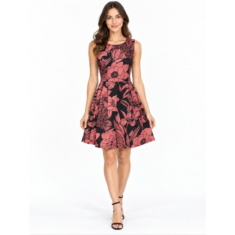 EUC like new APT 9 women's Floral Black & pink midi Dress, S